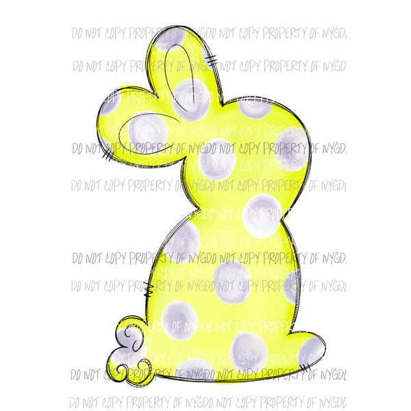 Yellow Polka Dot Bunny Sublimation transfers Heat Transfer
