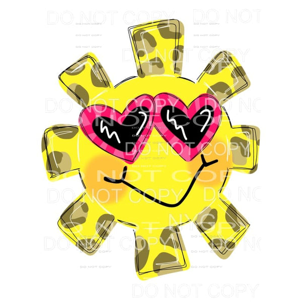 Yellow Sun Leopard Pink Heart Glasses Sublimation transfers 