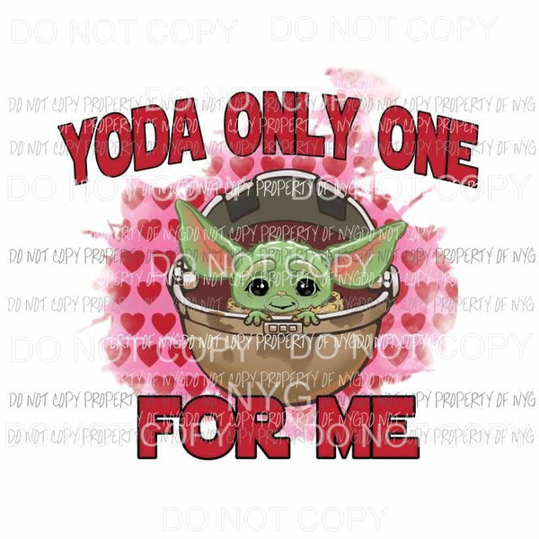 Yoda The Only One For Me star wars pink hearts Sublimation transfers Heat Transfer