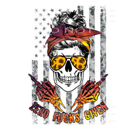 Zero Fucks Given Skeleton Messy Bun Sunflower Aviators Camo